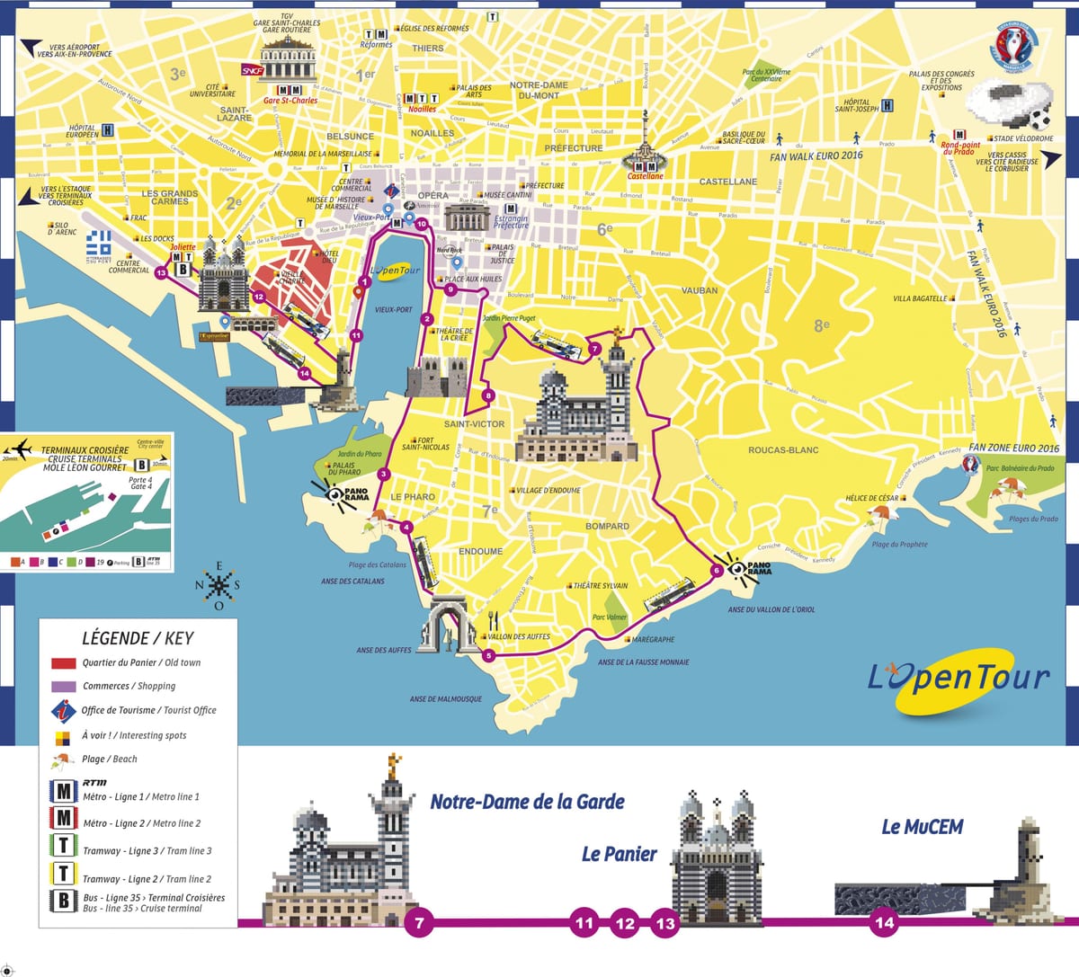 Marseille hop on hop off bus poti zemljevid