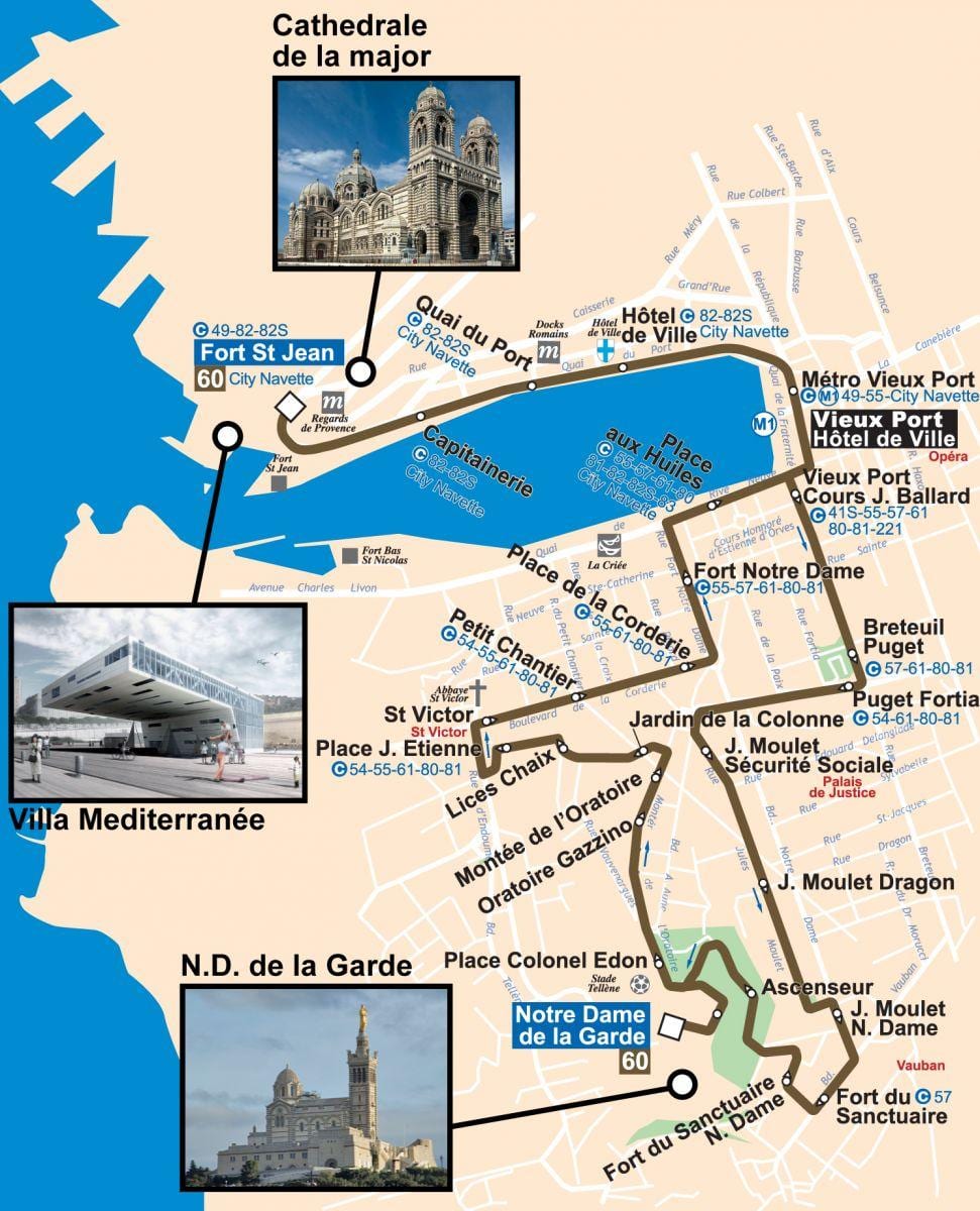 zemljevid Marseille avtobus 60 zemljevid