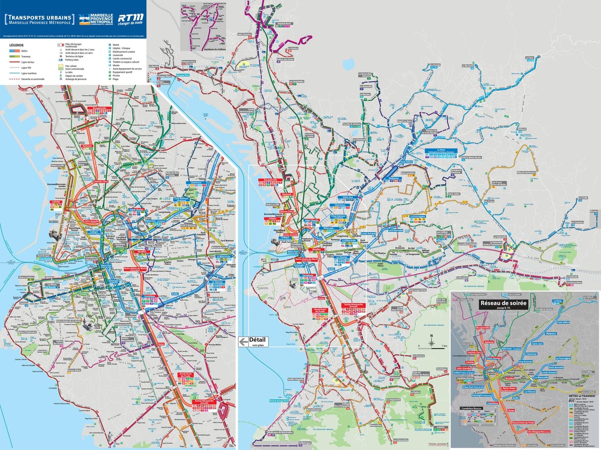 Marseille avtobus poti zemljevid