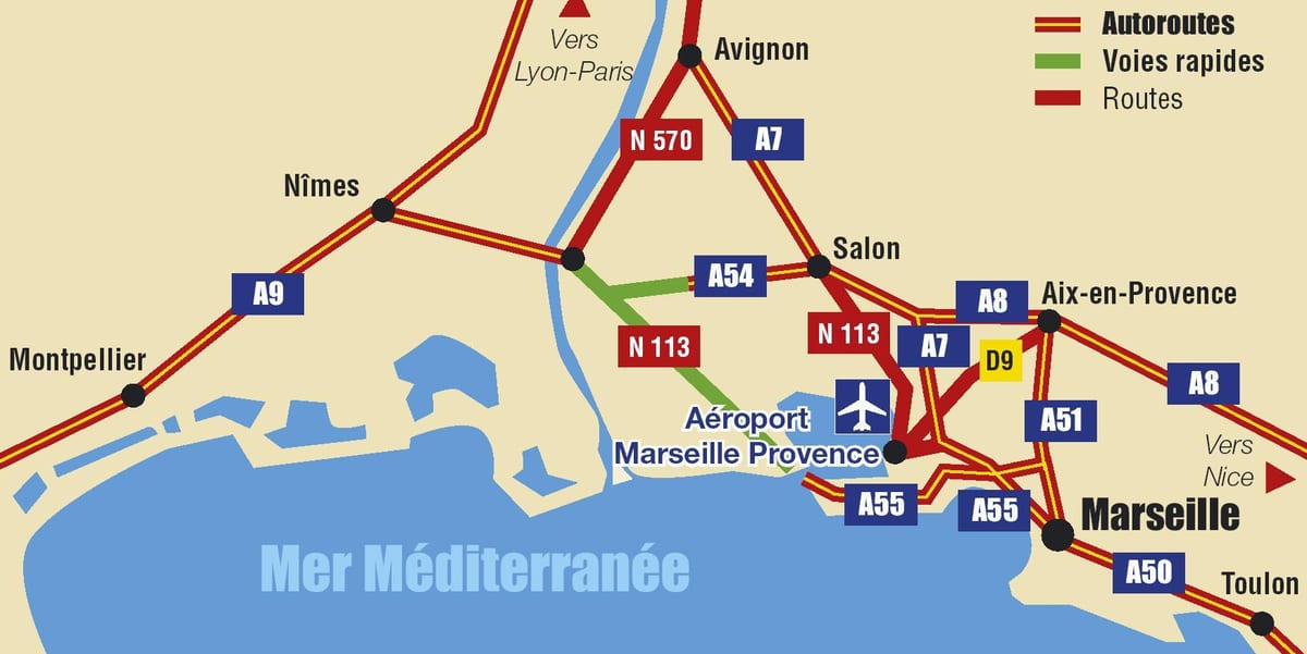 zemljevid Marseille avtocesti