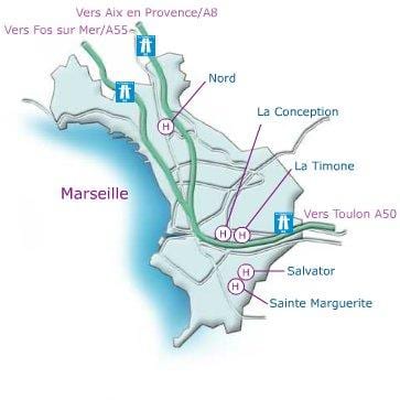 zemljevid Marseille bolnišnici