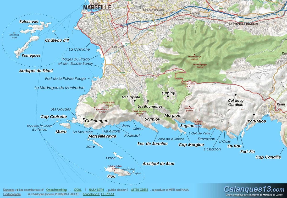 geografski zemljevid Marseille