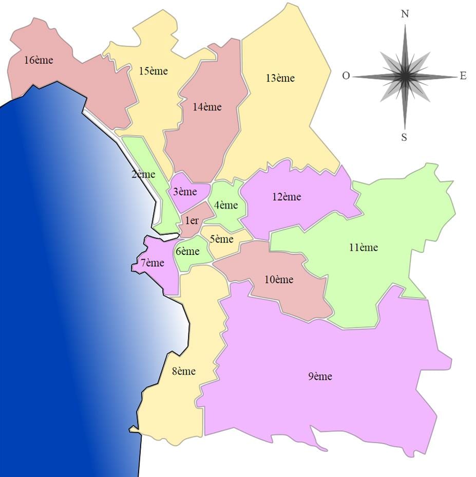 zemljevid Marseille okrožju