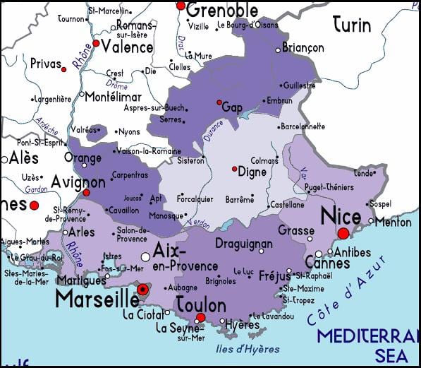 zemljevid Marseille regiji