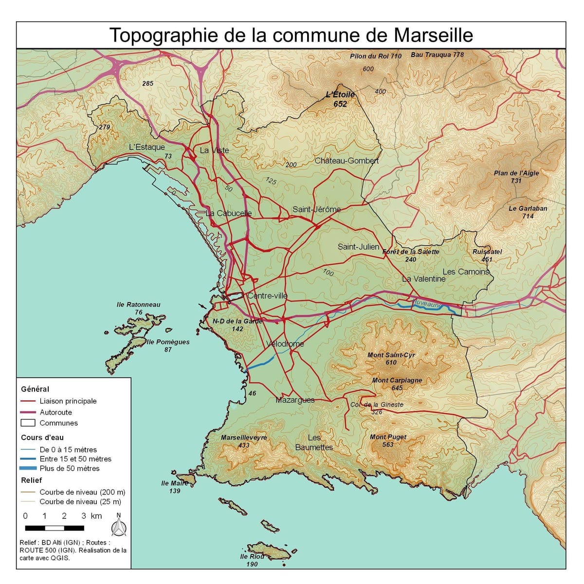 topografski zemljevid Marseille