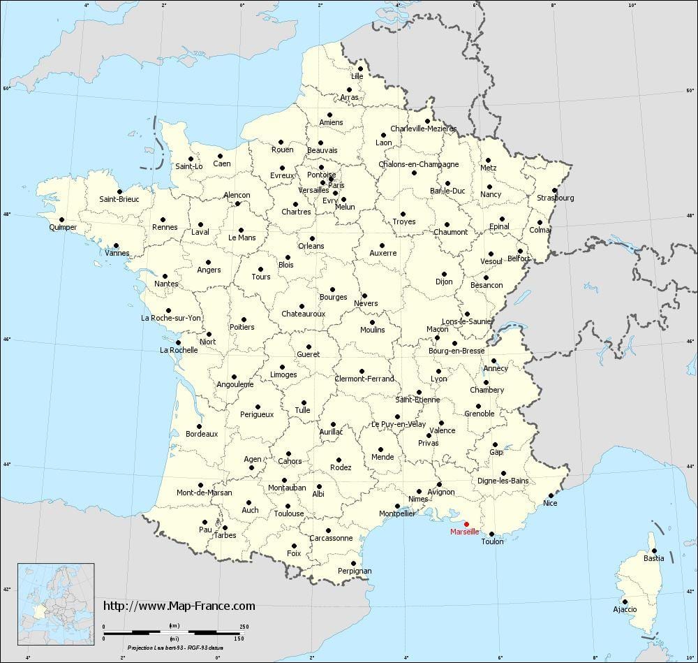Marseille na zemljevidu