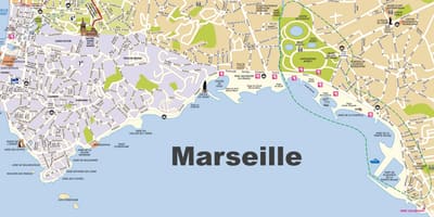Marseille plaže zemljevid