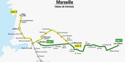 Zemljevid Marseille tramvaj